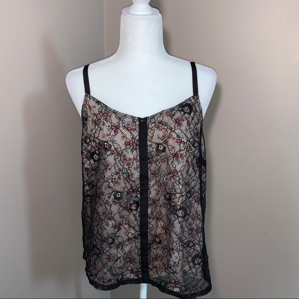 Black Lace And Floral Tank
